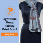 Light Blue Floral Paisley Print Scarf
