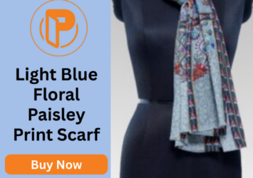 Light Blue Floral Paisley Print Scarf