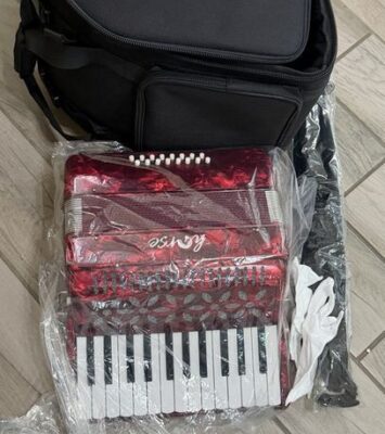 Horse 25 Key 16 Bass Red Marble Pattern Accordion